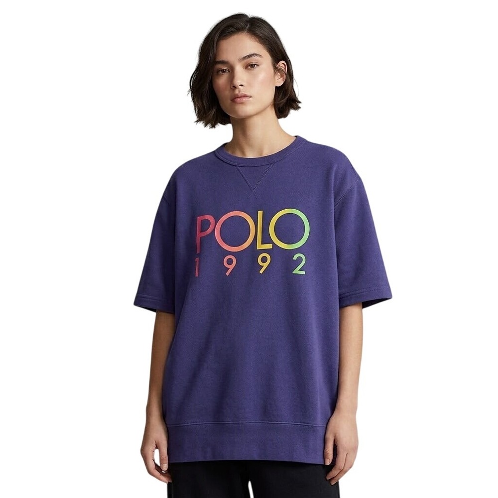 POLO Ralph Lauren Sweatshirt Polo 1992 Neon XL Purple Short Sleeve $148